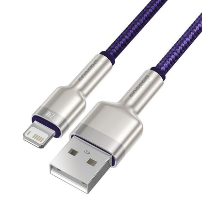 Data- en Oplaadkabel USB-A - Lightning Baseus Cafule Metal Series, 18W, 2m, Paars CALJK-B05