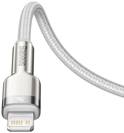 Gegevens- en oplaadkabel USB-C - Lightning Baseus Cafule Metaalserie, 20W, 1m, Wit CATLJK-A02