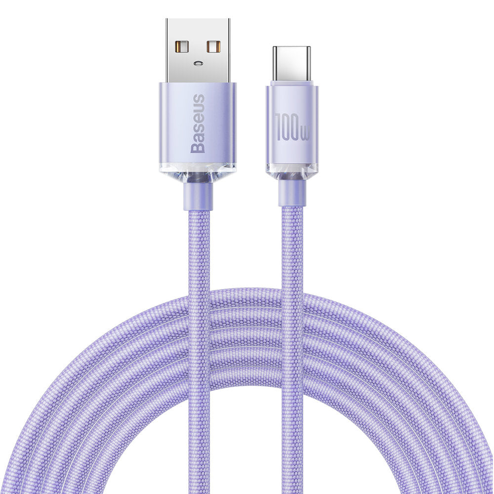 USB-A - USB-C Data- en Oplaadkabel Baseus Crystal Shine Series, 100W, 2m, Paars CAJY000505