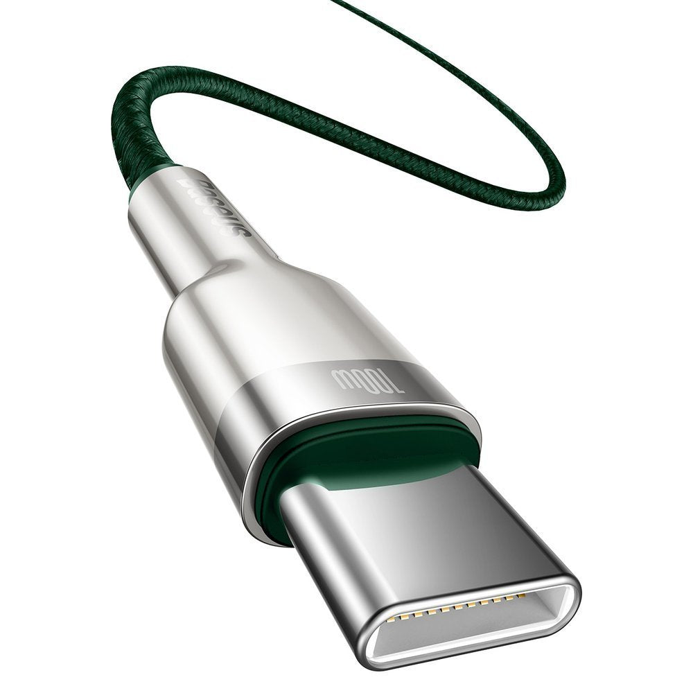 USB-C Data- en oplaadkabel - USB-C Baseus Cafule Metaalserie, 100W, 2m, Groen CATJK-D06