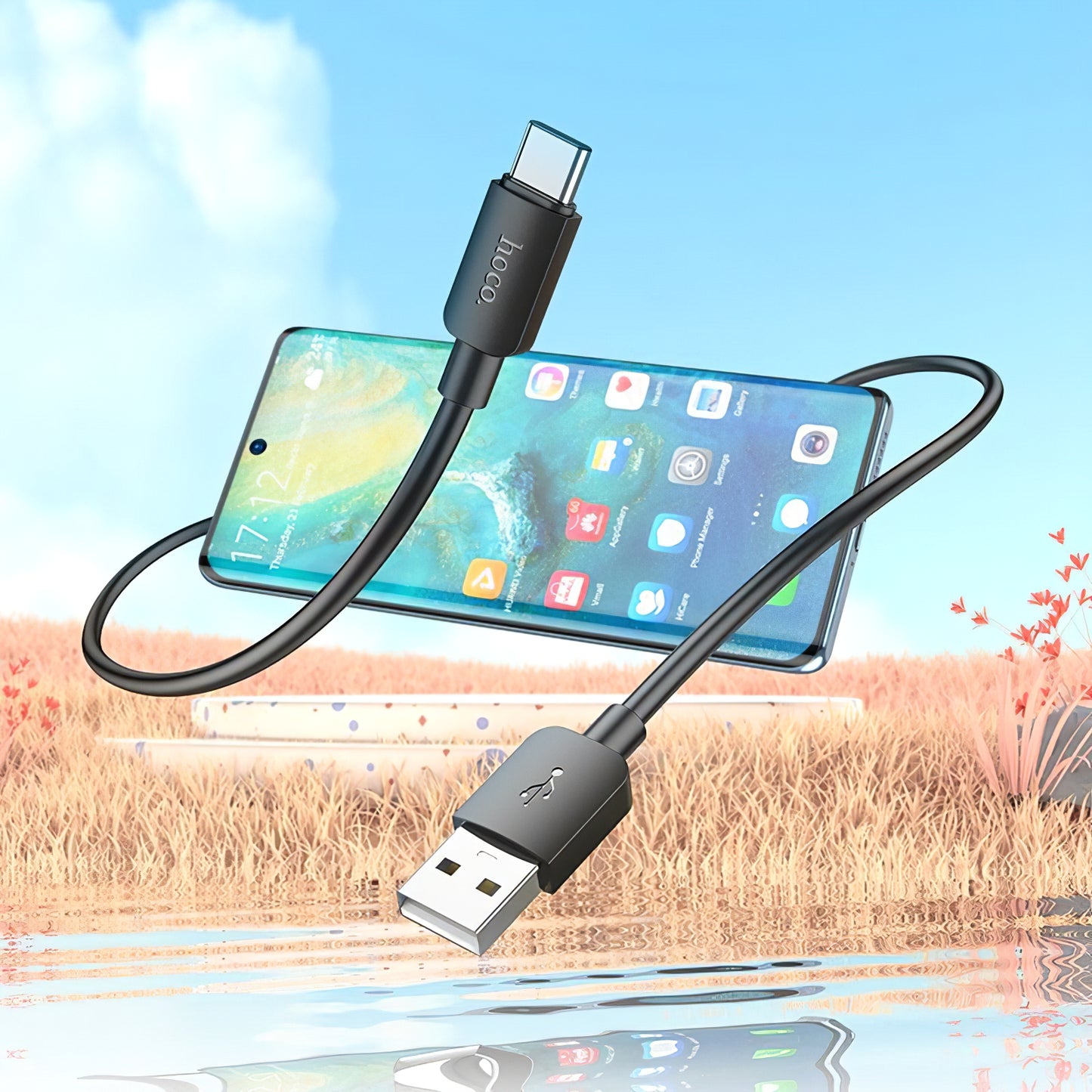 Câble de données et de charge USB-A - USB-C HOCO X96, 27W, 1m, Noir
