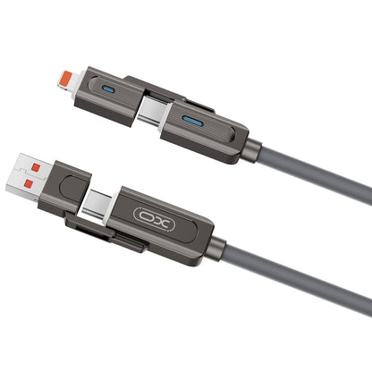 Data- en oplaadkabel USB-C / USB-A - USB-C / Lightning XO Design NB275 2in1, 60W, 1m, Zwart 