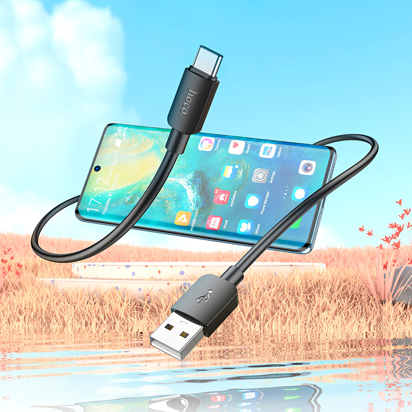 Daten- und Ladekabel USB-A - USB-C HOCO X96, 27W, 0,25m, Schwarz