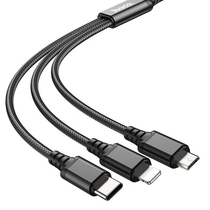 Ladekabel USB-A - Lightning / microUSB / USB-C HOCO X76 3in1, 18W, 1m, Schwarz
