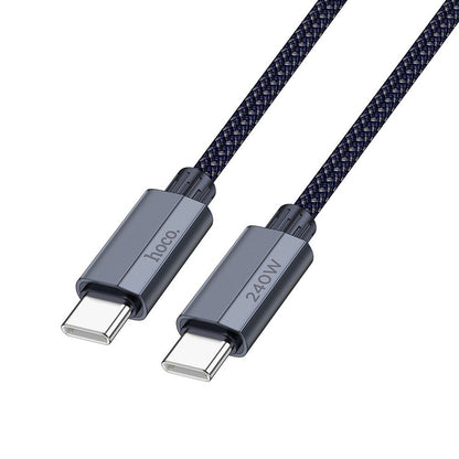 USB-C data- en oplaadkabel - USB-C HOCO U134, 240W, 1,8m, Blauw 