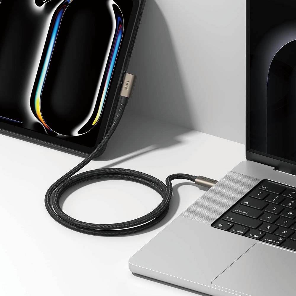 Câble de Données et de Charge USB-C - USB-C Ringke 2X2 Angled, 240W, 2m, Noir