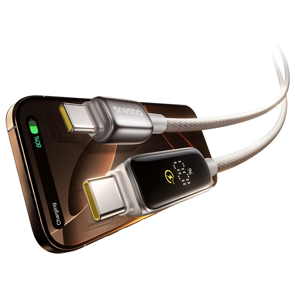 USB-C Data- en Oplaadkabel - USB-C Baseus Vipow Display, 100W, 1m, Grijs P10381802851-00