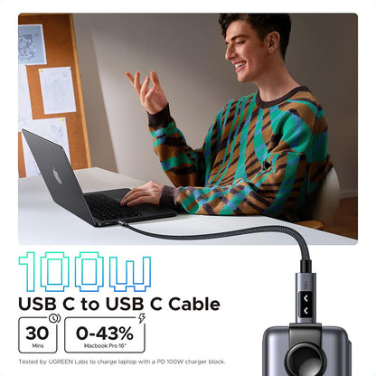 Câble de Données et de Charge USB-C - USB-C UGREEN L509, 100W, 2m, Gris