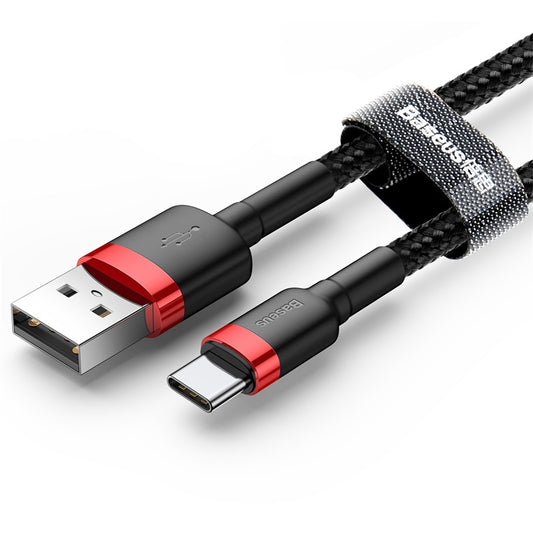 USB-A - USB-C Baseus Cafule Data- en Oplaadkabel, 18W, 3m, Rood CATKLF-U91
