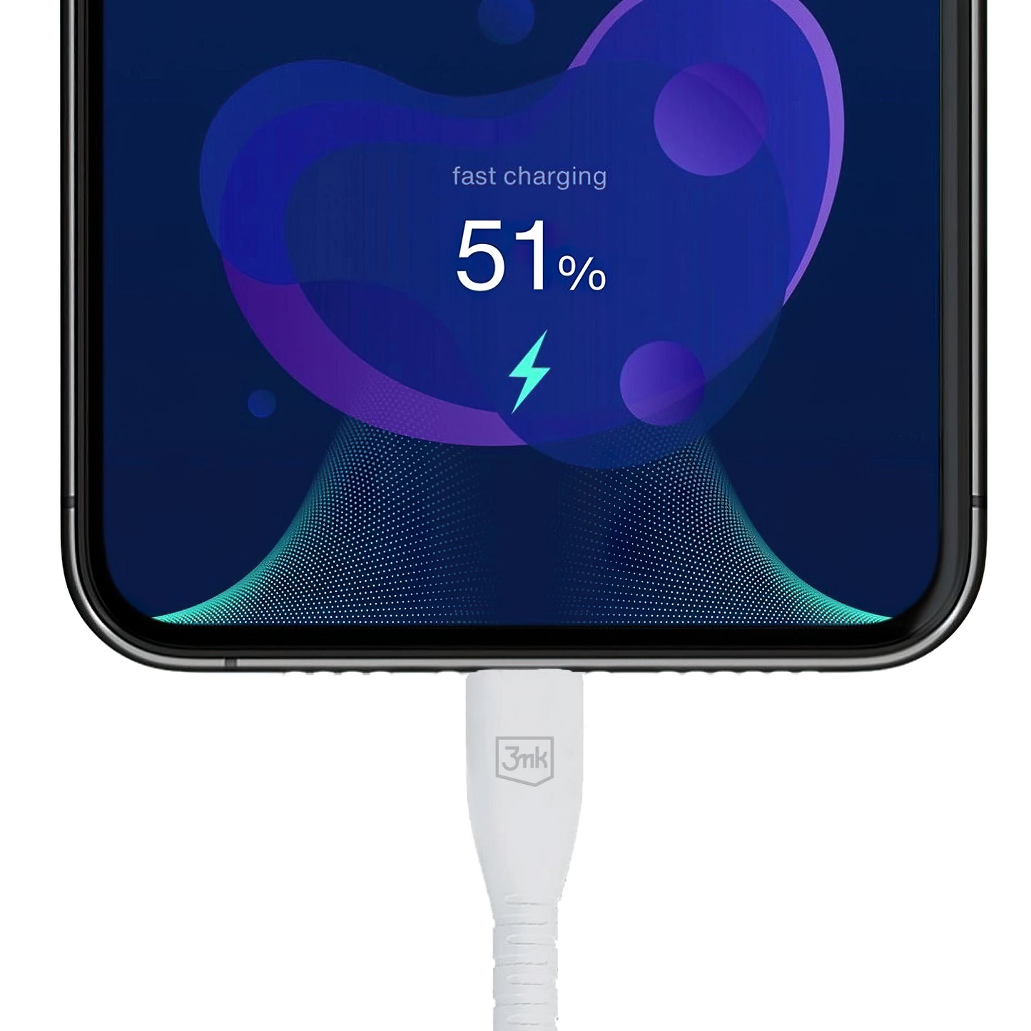 Data- en Oplaadkabel USB-A - Lightning 3MK Hyper, 12W, 1.2m, Wit