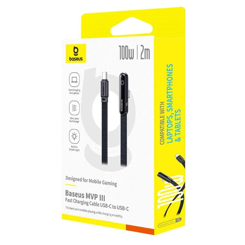 Câble de Données et de Charge USB-C - USB-C Baseus MVP 3, 100W, 2m, Noir P10382500121-01