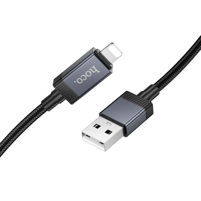 Data- en Oplaadkabel USB-A - Lightning HOCO X118 Display, 12W, 1m, Zwart