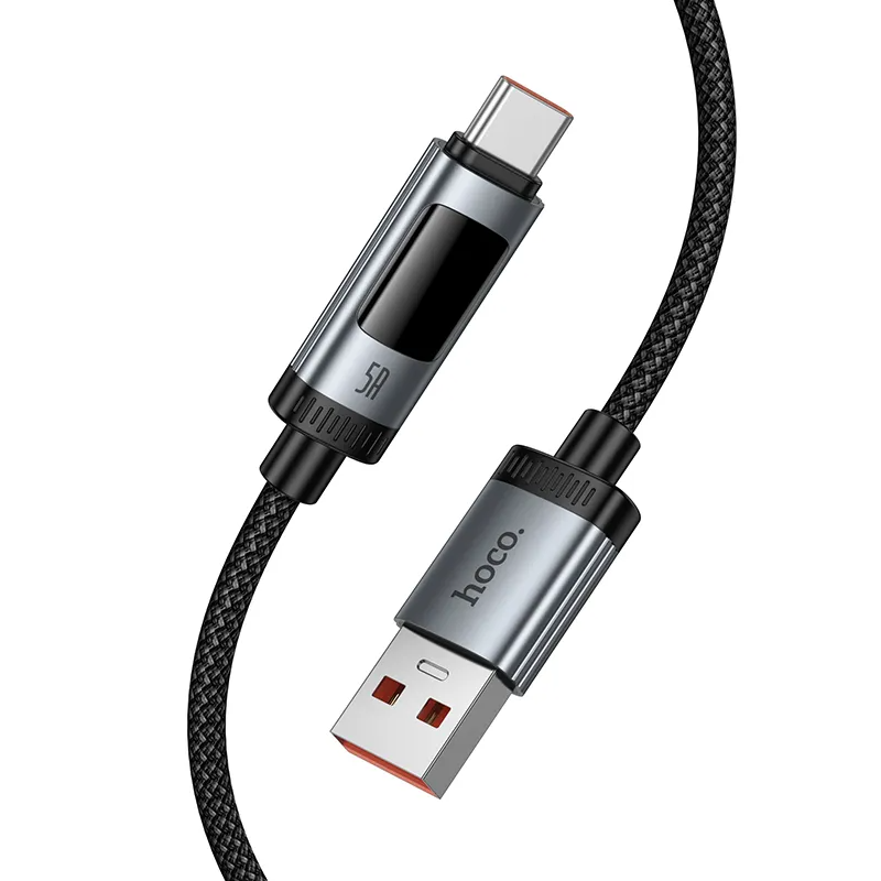 Daten- und Ladekabel USB-A - USB-C HOCO Display U148, 100W, 1.2m, Schwarz
