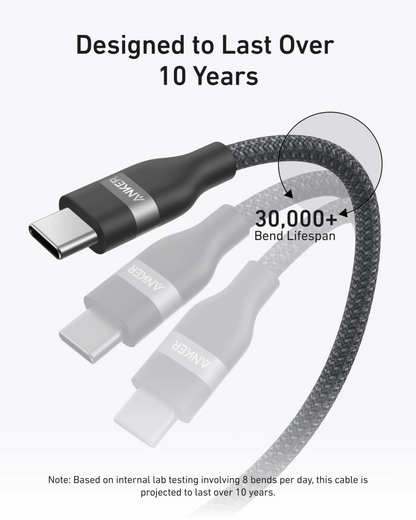 Câble de Données et de Charge USB-C - USB-C Anker, 240W, 1.8m, Noir A82E2H12