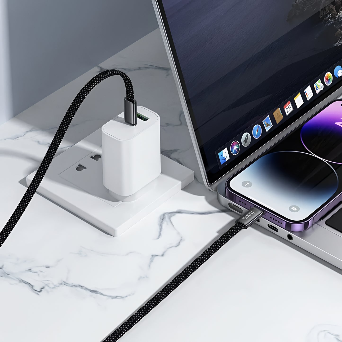 USB-C - Lightning Data- en Oplaadkabel HOCO X125, 30W, 1m, Zwart