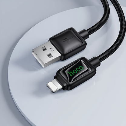 USB-A - Lightning Data- en Oplaadkabel HOCO U146, 12W, 1.2m, Zwart