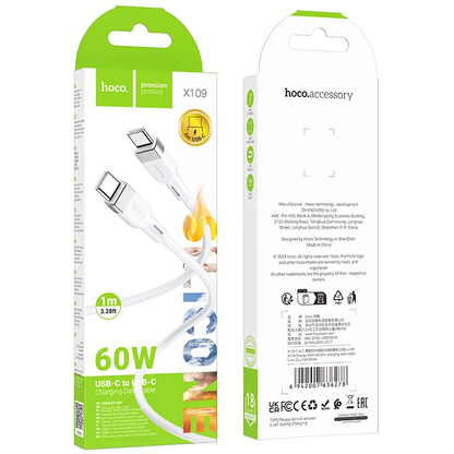 USB-C Daten- und Ladekabel - USB-C HOCO X109, 60W, 1m, Weiß