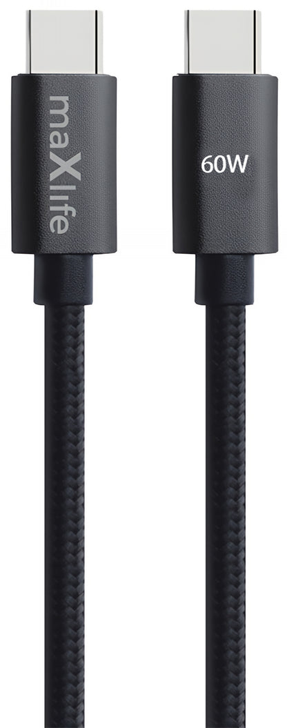 USB-C Daten- und Ladekabel - USB-C MaXlife MXUC-12, 60W, 2m, Schwarz