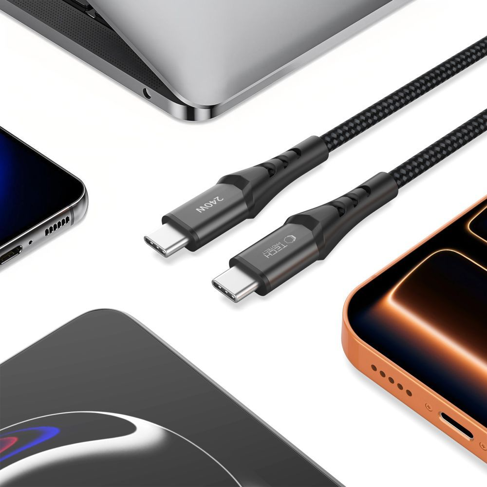 USB-C Data- en Oplaadkabel - USB-C Tech-Protect UB11T Ultraboost, 240W, 1m, Zwart