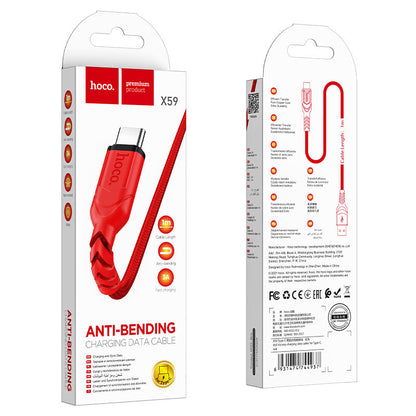 Daten- und Ladekabel USB-A - USB-C HOCO X59 Victory, 18W, 1m, Rot