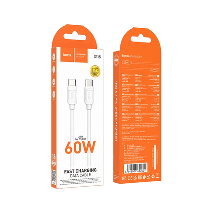 USB-C Data- en Oplaadkabel - USB-C HOCO X115, 240W, 1m, Wit