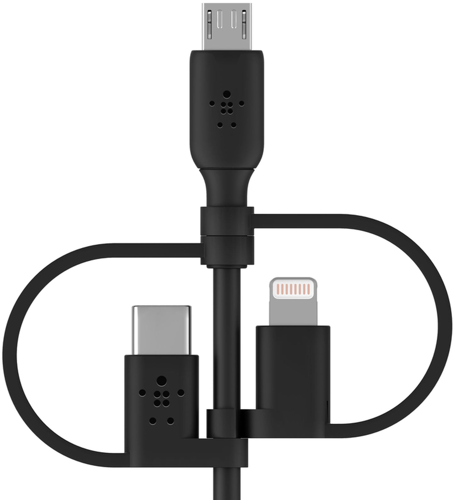 Câble de données et de charge USB-A - Lightning / microUSB / USB-C Belkin BoostCharge, 1m, Noir CAC001bt1MBK