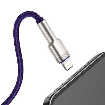 Data- en Oplaadkabel USB-A - Lightning Baseus Cafule Metal Series, 18W, 2m, Paars CALJK-B05