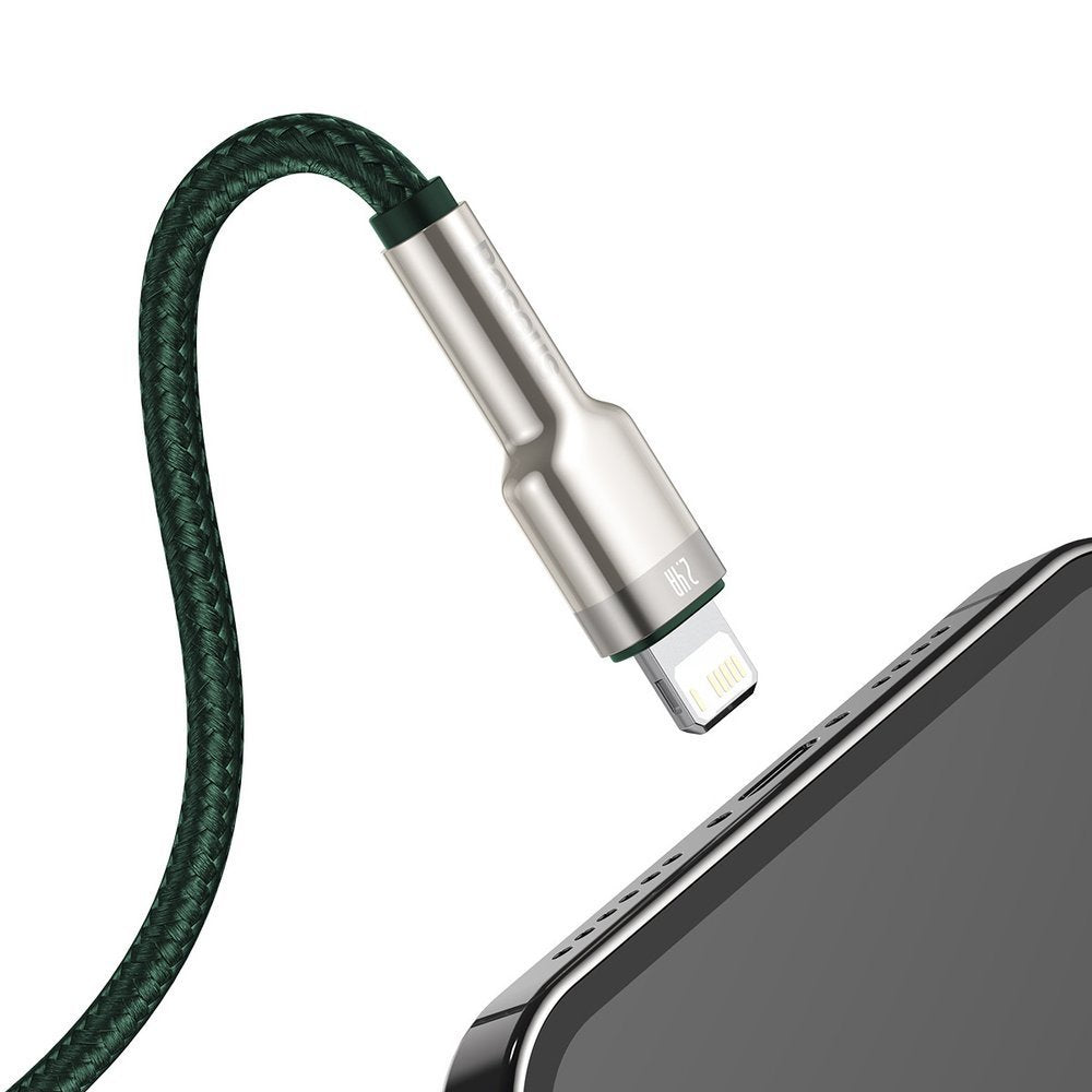 USB-A - Lightning Daten- und Ladekabel Baseus Cafule Metal Series, 18W, 1m, Grün CALJK-A06