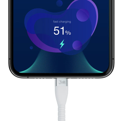 USB-C Data- en Oplaadkabel - USB-C 3MK Hyper Silicone, 60W, 1m, Wit