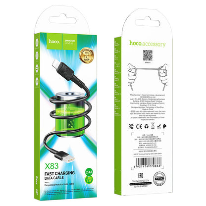 Daten- und Ladekabel USB-A - Lightning HOCO X83 Victory, 18W, 1m, Schwarz