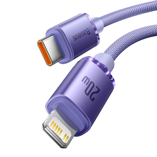 Câble de Données et de Charge USB-C - Lightning Baseus Crystal Shine Series, 20W, 2m, Mauve CAJY000305