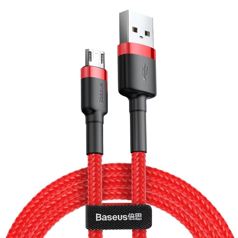 Data- en oplaadkabel USB-A - microUSB Baseus Cafule, 18W, 1m, Rood CAMKLF-B09