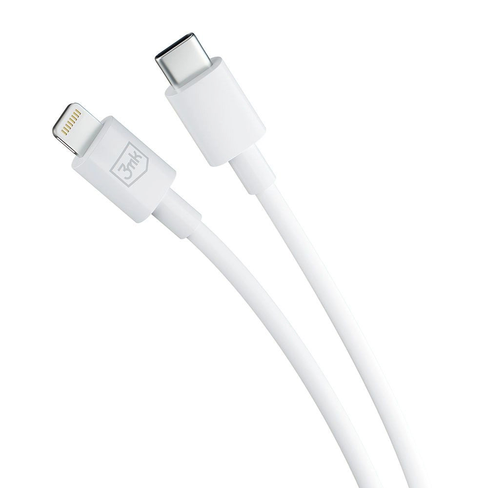 Data- en oplaadkabel USB-C - Lightning 3MK Hyper, 20W, 1,2 m, wit 