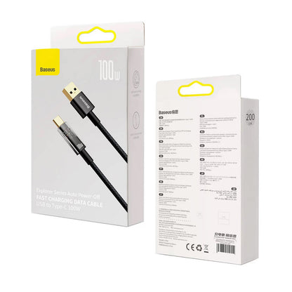 Câble de Données et de Charge USB-A - USB-C Baseus Explorer, 100W, 2m, Noir CATS000301