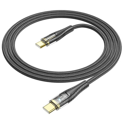 USB-C - USB-C Data- en Oplaadkabel HOCO U121, 60W, 1.2m, Zwart