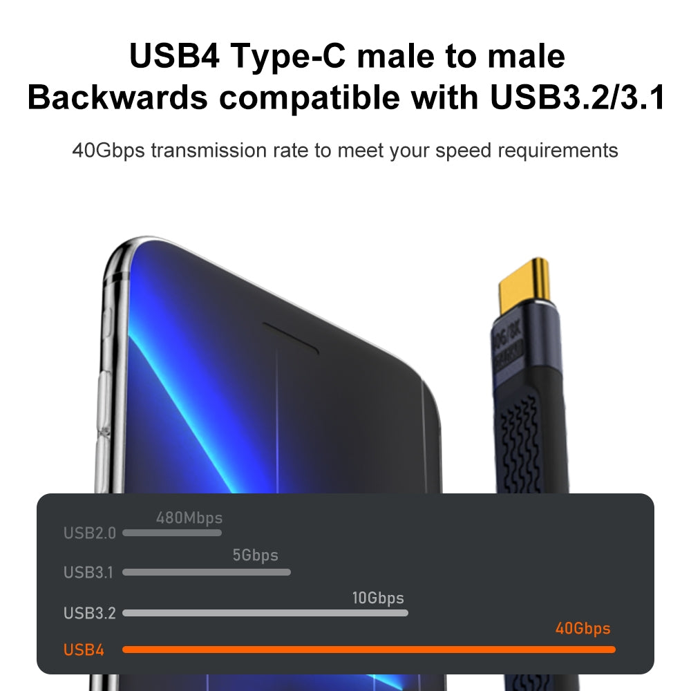 USB-C Data- en Oplaadkabel - USB-C OEM Angled 8K Video Versie 3, 240W, 0.15m, Zwart