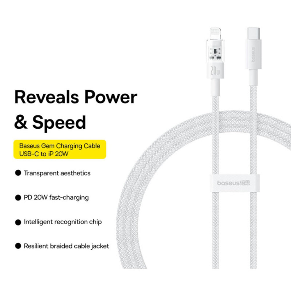 Daten- und Ladekabel USB-C - Lightning Baseus Gem, 20W, 1m, Weiß P10373001211-00
