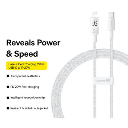 Daten- und Ladekabel USB-C - Lightning Baseus Gem, 20W, 1m, Weiß P10373001211-00