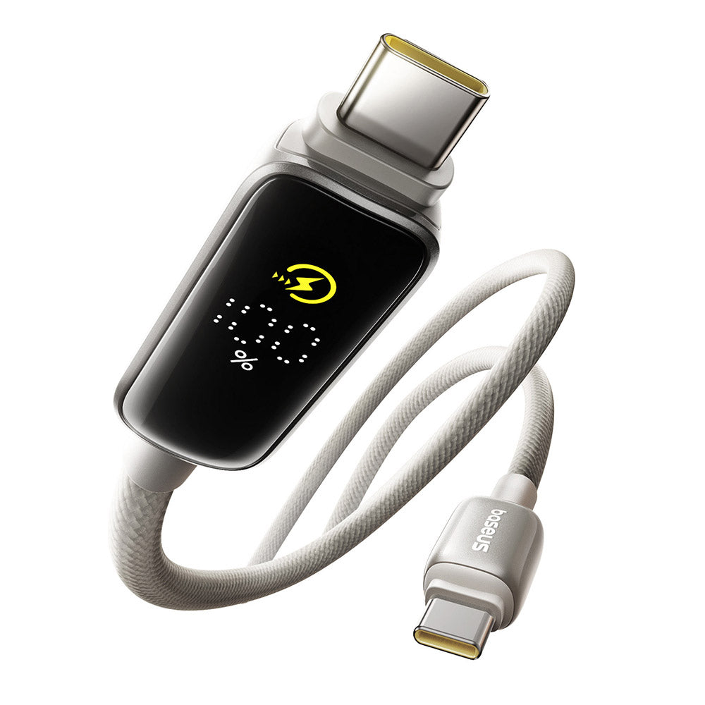 USB-C Data- en Oplaadkabel - USB-C Baseus Vipow Display, 100W, 1m, Grijs P10381802851-00
