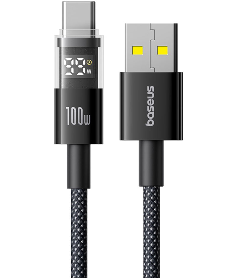 Data- en Oplaadkabel USB-A - USB-C Baseus Display 2, 100W, 1m, Zwart P10382701121-00