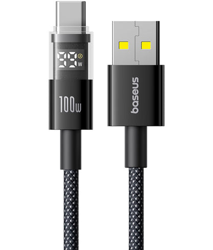 Data- en Oplaadkabel USB-A - USB-C Baseus Display 2, 100W, 1m, Zwart P10382701121-00
