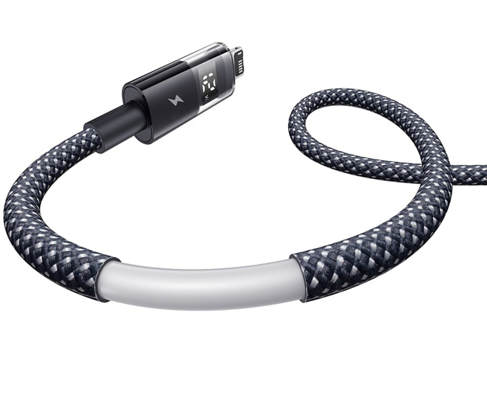 USB-A - Lightning Baseus Display 2 Data- en Oplaadkabel, 18W, 1m, Zwart P10382700121-00