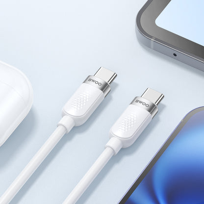 Data- en Oplaadkabel USB-C - USB-C BWOO BO-X315C, 100W, 1m, Wit