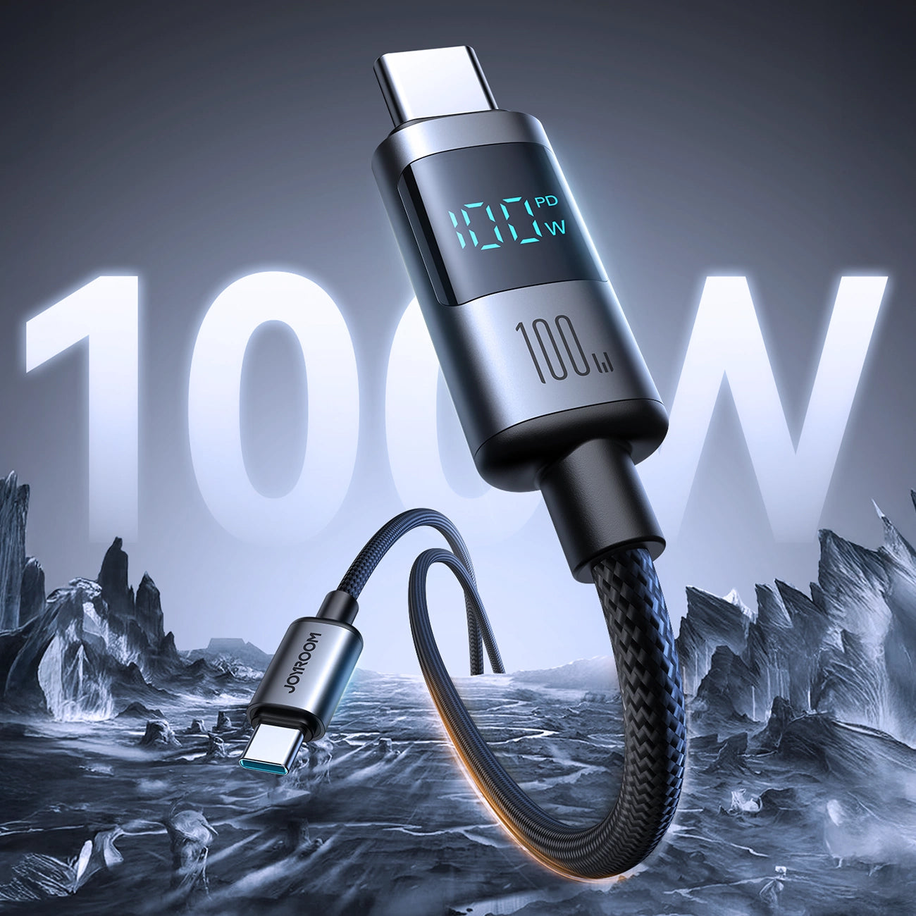 USB-C Data- en Oplaadkabel - USB-C Joyroom S-A16 Pro Prism Display, 100W, 1.2m, Zwart