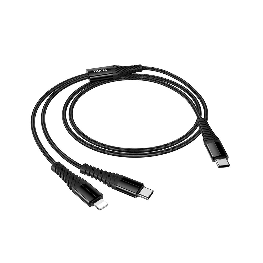 USB-C - Lightning / USB-C Oplaadkabel HOCO X123, 10W, 1m, Zwart
