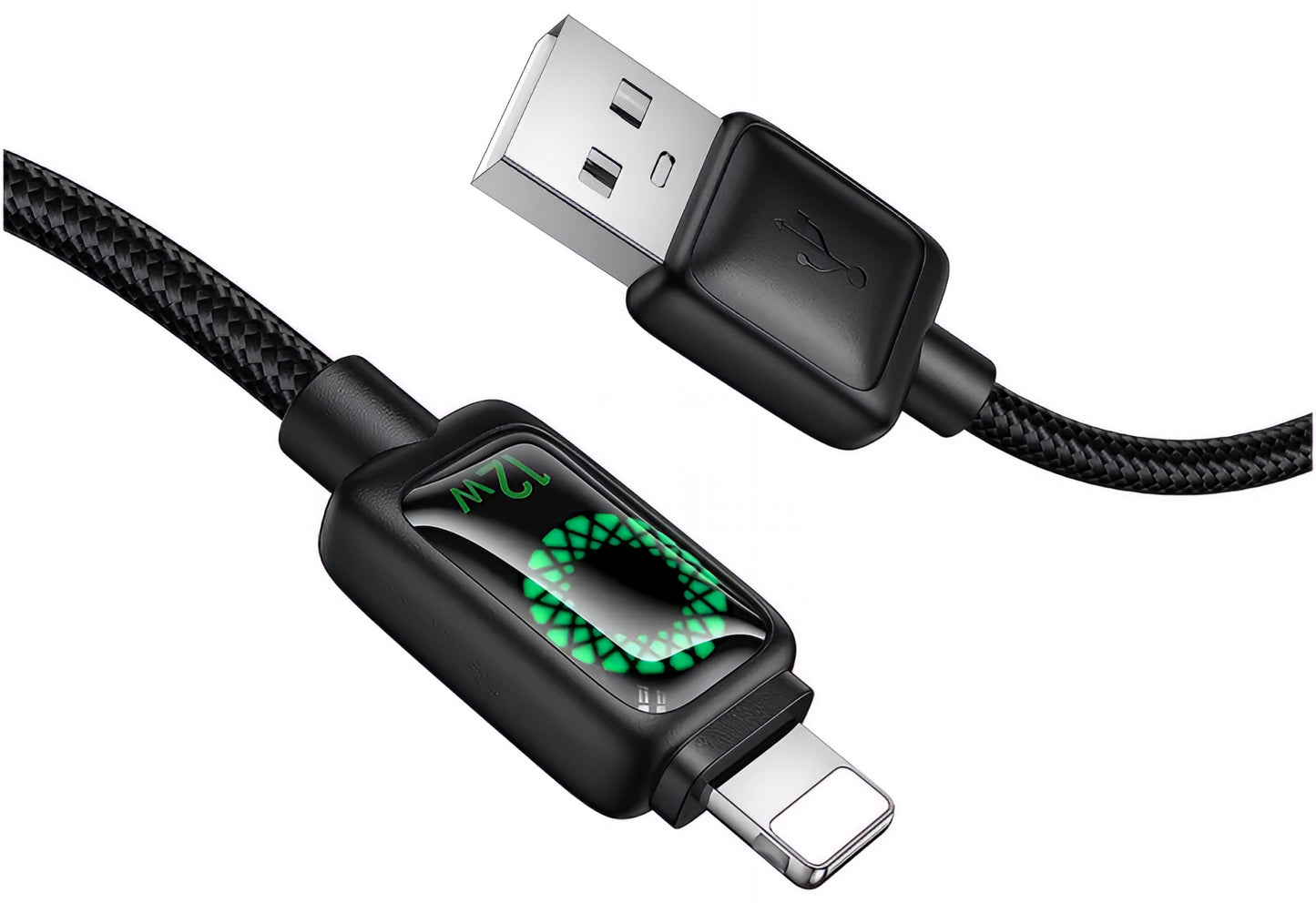 USB-A - Lightning Data- en Oplaadkabel HOCO U146, 12W, 1.2m, Zwart