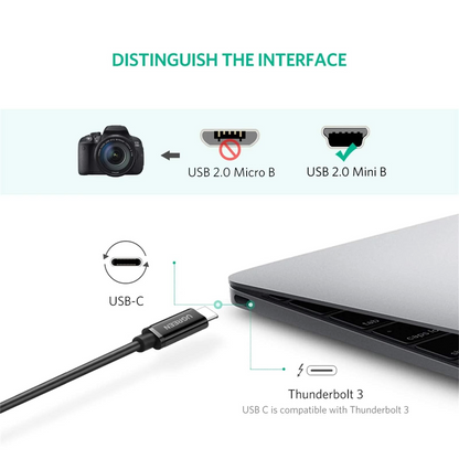 Daten- und Ladekabel USB-C - miniUSB UGREEN US242, 18W, 1m, Schwarz