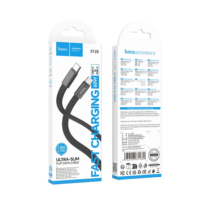 USB-C Data- en Oplaadkabel - USB-C HOCO X125, 60W, 1m, Zwart