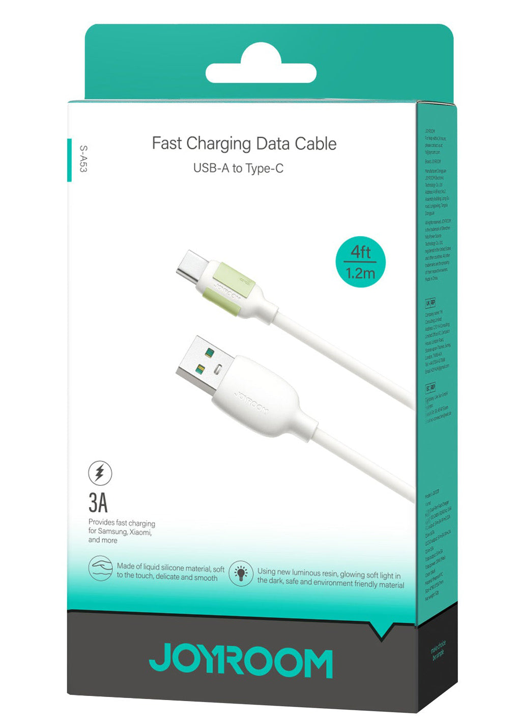 Data- en Oplaadkabel USB-A - USB-C Joyroom S-A53, 18W, 1.2m, Beige