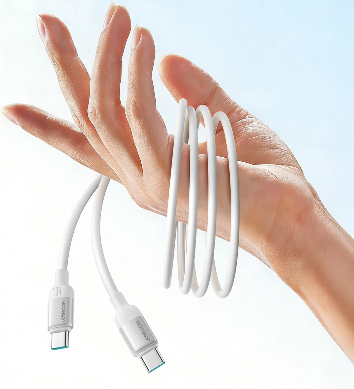 USB-C Data- en Oplaadkabel - USB-C Joyroom S-A62 Lively, 60W, 1,2m, Wit